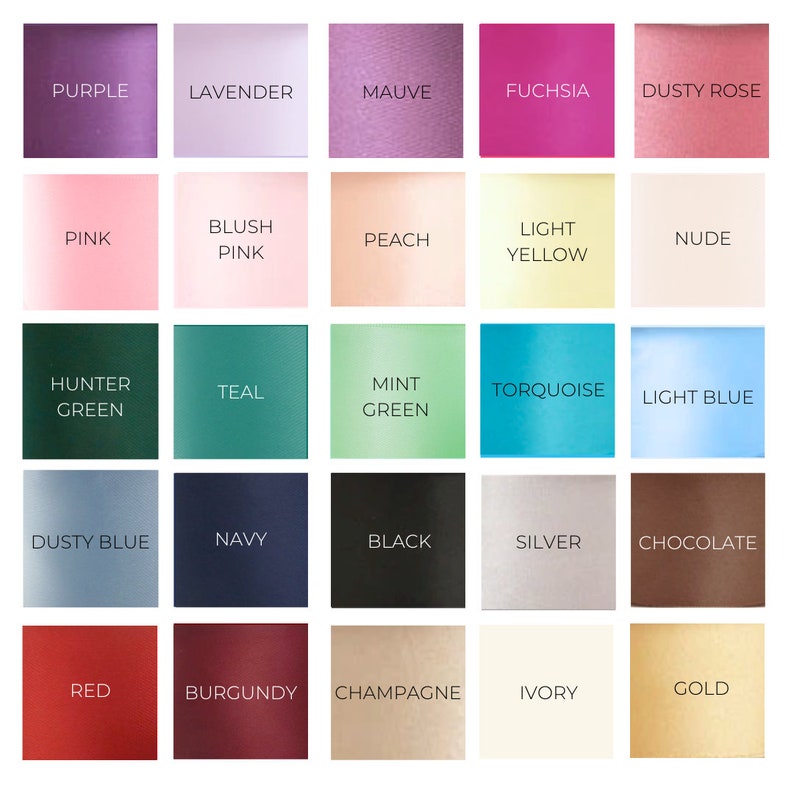 Peut inclure: Un nuancier de 25 couleurs diff&eacute;rentes, dont le violet, la lavande, le mauve, le fuchsia, le rose poudr&eacute;, le rose, le rose poudr&eacute;, la p&ecirc;che, le jaune clair, le nude, le vert chasseur, le bleu sarcelle, le vert menthe, le turquoise, le bleu clair, le bleu gris, le marine, le noir, l'argent, le chocolat, le rouge, le bordeaux, le champagne, l'ivoire et l'or.