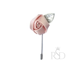 Boutonniere Silk Rose Prom Boutonniere Rose Pin for Wedding Boutonniere for Suit Flower Pin Chest Corsage Handmade Rose and Leaf Boutonniere