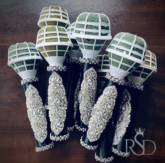 Bouquet Holder Sets For DIY Bouquet Foam Flower Holder Rhinestone Wedding Bouquet Florist Tools For Bridesmaids Bling Bouquet Handle In Bulk