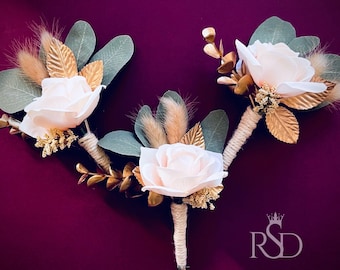 Boutonniere Lapel Pin for Prom Boutonniere for Wedding Boutonniere for Suit Flower Pin For Rustic Wedding Chest Corsage Rhinestone and Pearl
