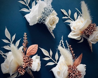 Boutonniere Lapel Pin for Prom Boutonniere for Wedding Boutonniere for Suit Flower Pin For Rustic Wedding Chest Corsage Rhinestone and Pearl