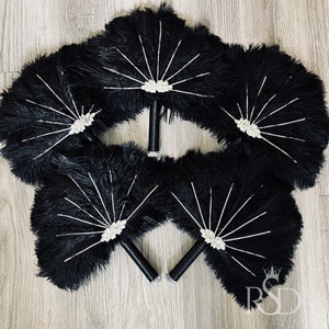 Feather Fan 12&quot; Bouquet for Gatsby Wedding Bridal Party Feather bridesmaid Bouquet Alternative Mardi Gras Accessories For Costume