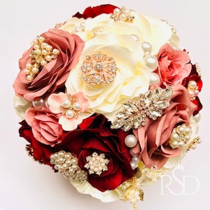 Brooch Bouquet For Bride Rhinestone Brooch Bouquet Personalized Bouquet For Gatsby Wedding Vintage Bouquet For Glam Wedding Customize Colors