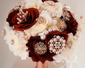 Brooch Bouquet For Bride Personalized Bouquet For Gatsby Wedding Vintage Bouquet For Bride Bling Bouquet For Glam Wedding
