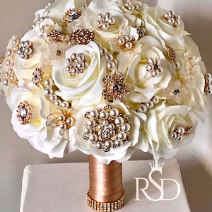 CB-011 ~ Made to Order Dark Red & Ivory Real Touch Rose Brooch Bouquet –  Bouquets by Nicole