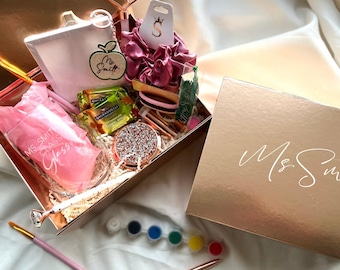 Caja de regalo de agradecimiento para profesores para educadores Caja de cuidado personal para profesores Sip and Paint como regalo de agradecimiento para profesores Vaso de vidrio personalizado