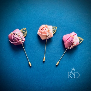 Boutonniere Silk Rose Prom Boutonniere Rose Pin for Wedding Pearl Boutonniere for Suit Flower Lapel Pin Chest Corsage