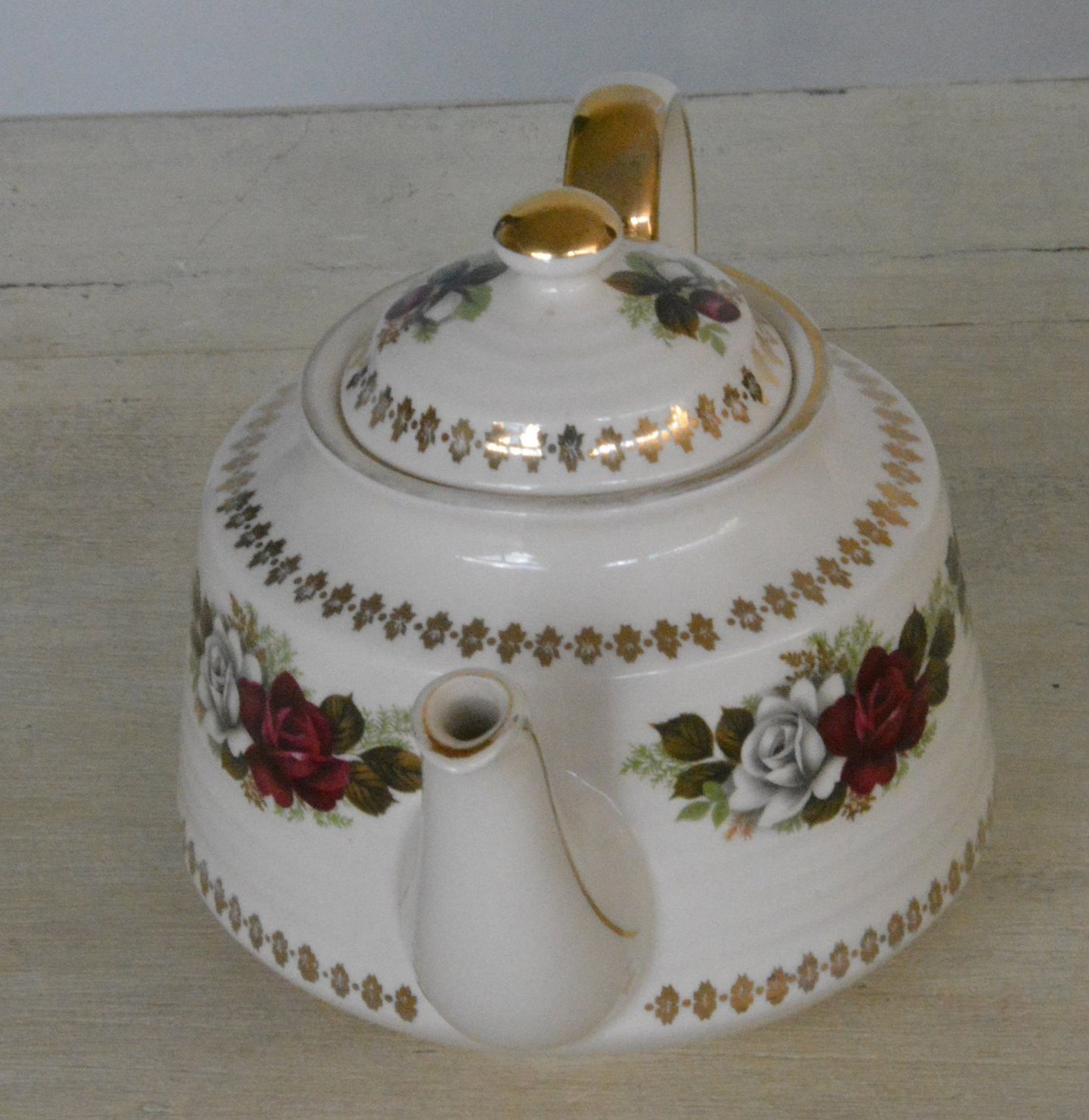 Vintage Sadler China Teapot with Gold lining and Floral Etsy