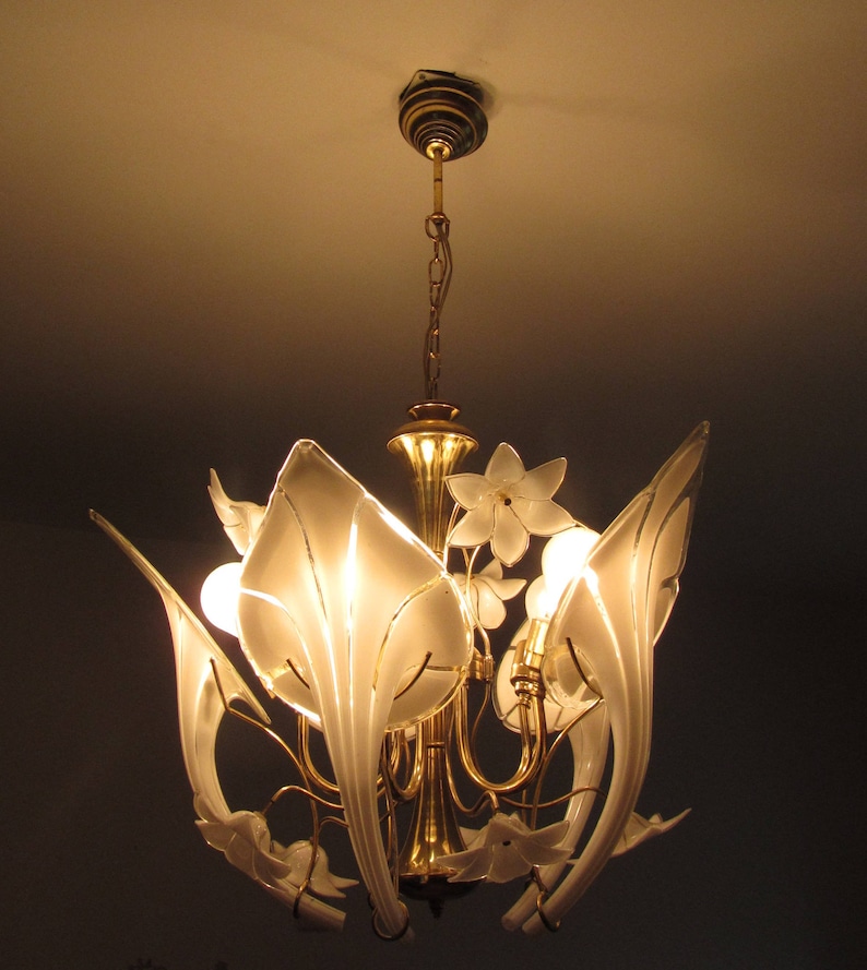 Vintage Murano Glass Calla Lily Lamp Etsy