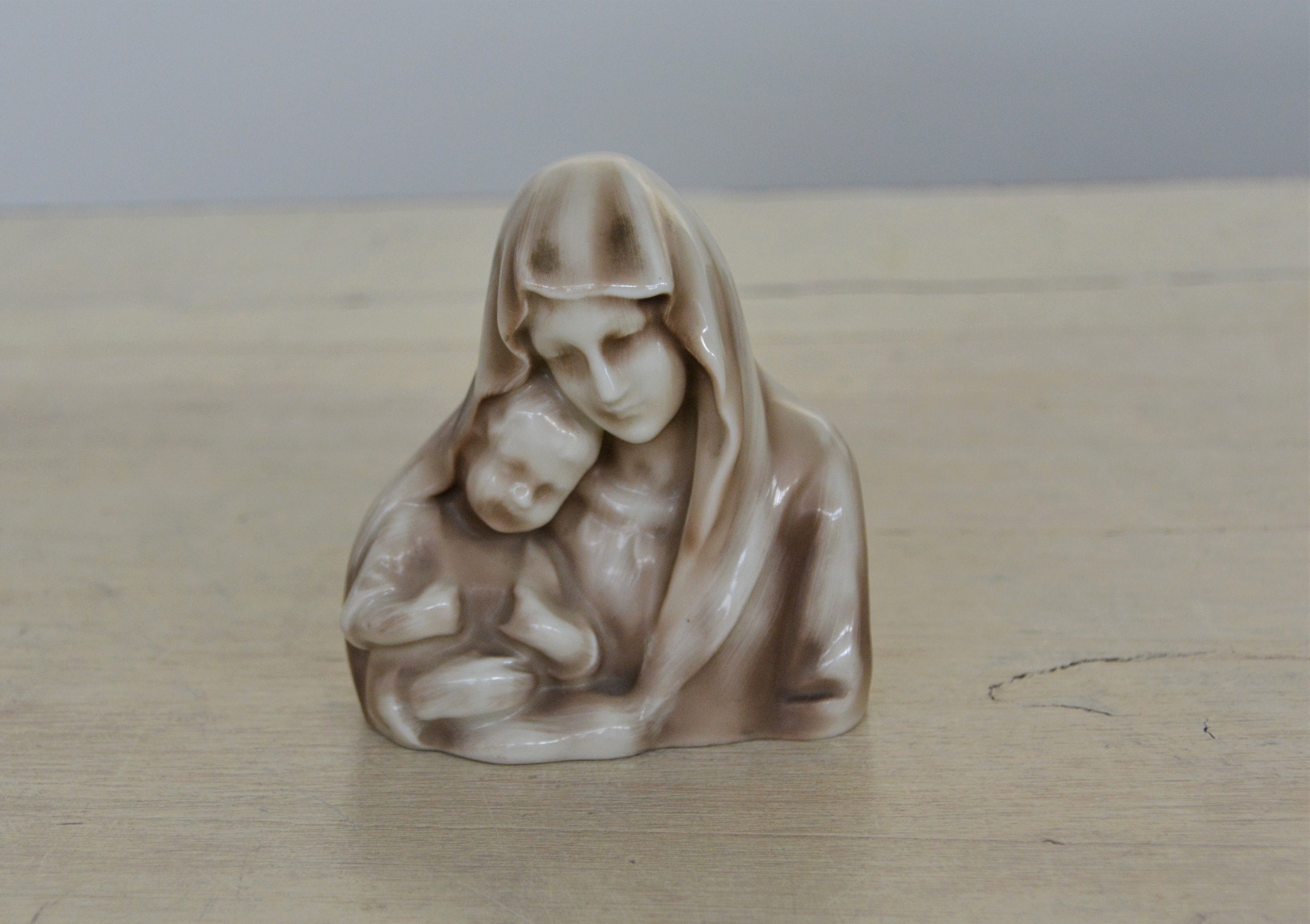 Art Deco Porcelain Virgin Mary Madonna With Child Jesus Bust Made by ...
