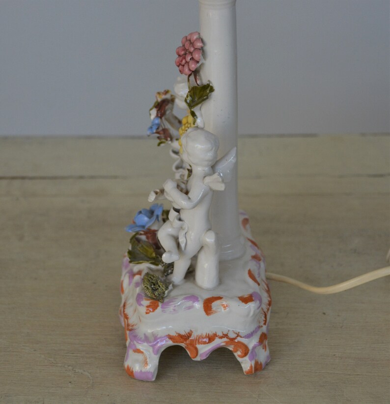 Italy Beautifull vintage hand painted ceramic table Lamp from Bassano