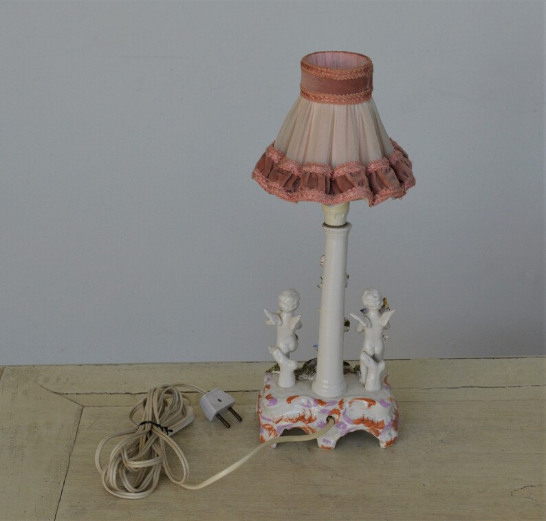 Italy Beautifull vintage hand painted ceramic table Lamp from Bassano