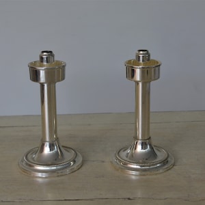 Vintage set of modernist BMF silverplated  spring candle holders