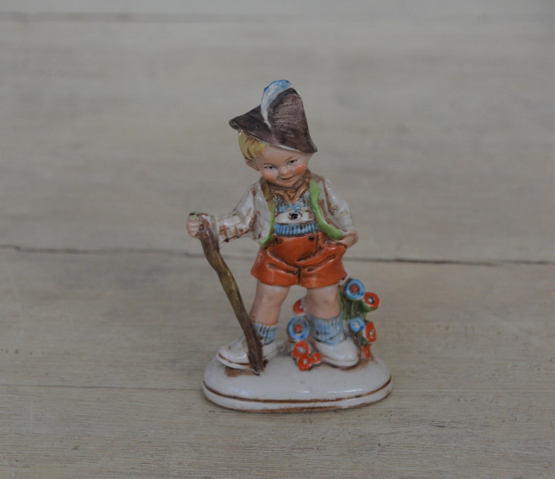 Antique German Figurine of a Young Boy With a Wandlestick Etsy
