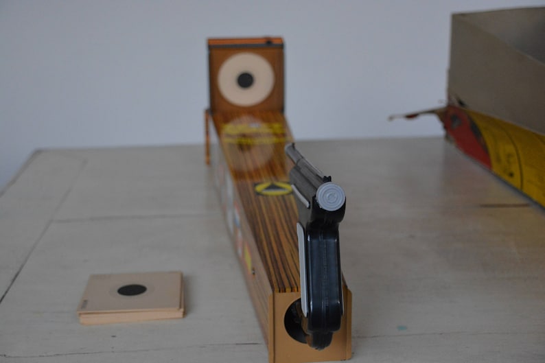 Vintage Tin Toy Sporttrainer Mystery Shooting Gallery Etsy