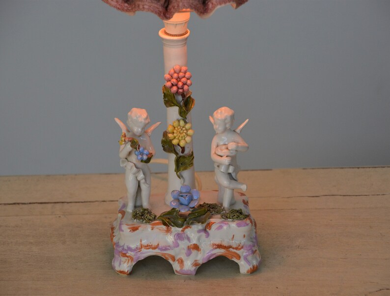 Italy Beautifull vintage hand painted ceramic table Lamp from Bassano