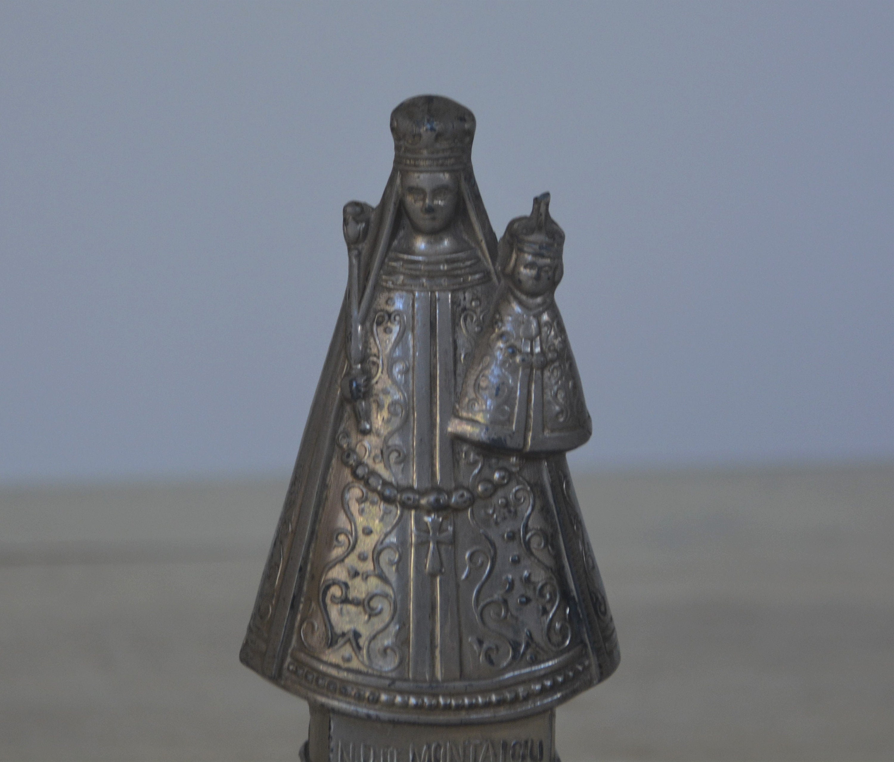 Vintage Spelter Virgin Mary Religious Statue notre Dame De Montaigu our ...