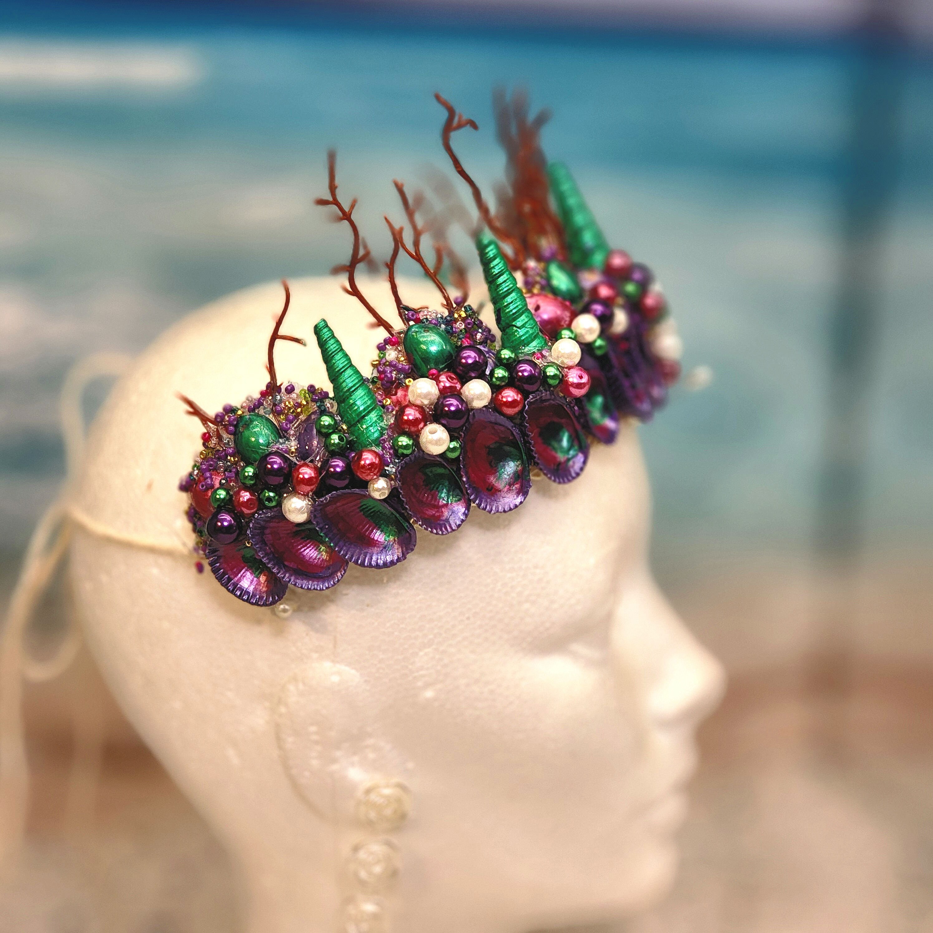 Seashell Mermaid Crown: Pearl Painted Natural Seashells - Etsy