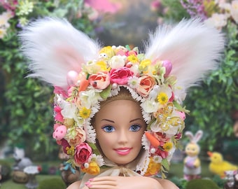 Easter Bunny Spring Floral Festive Birthday Gift Bonnet Basket Filler Photographers Crown Prop Cosplay