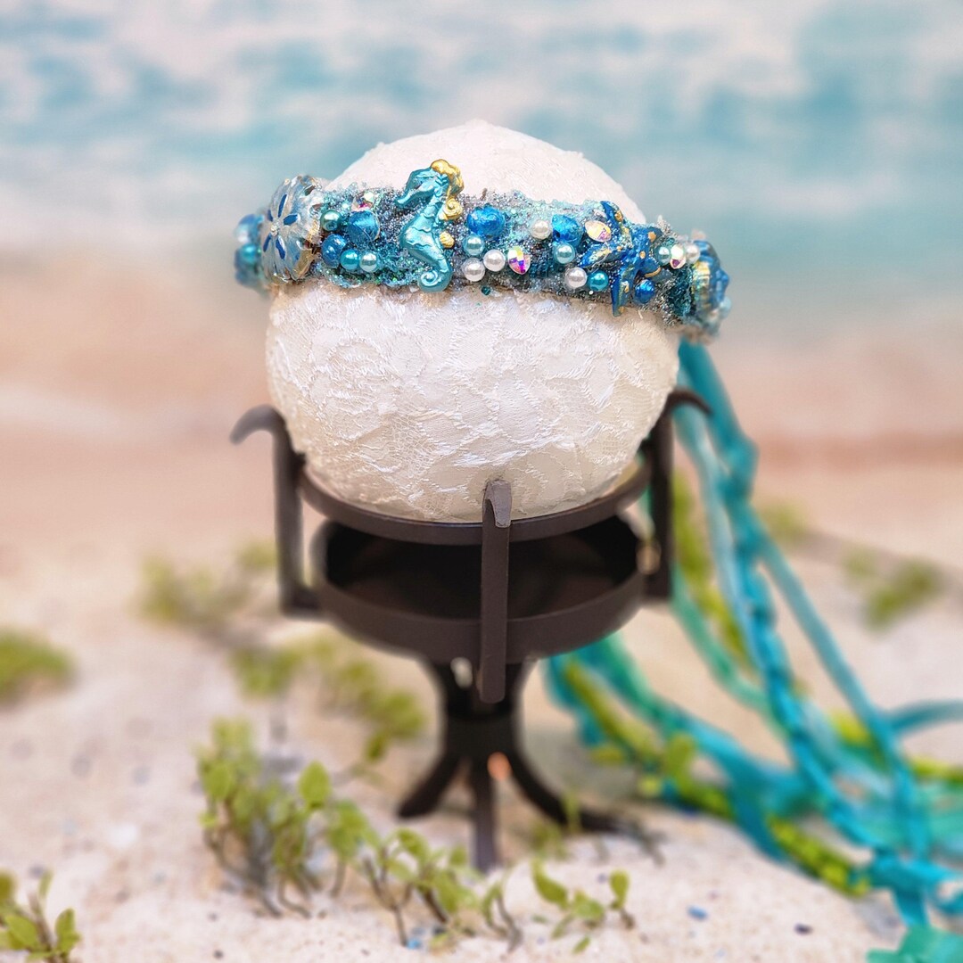 Aqua Seashell Crown Little Girl Seashell Crown Birthday Gift Beach ...