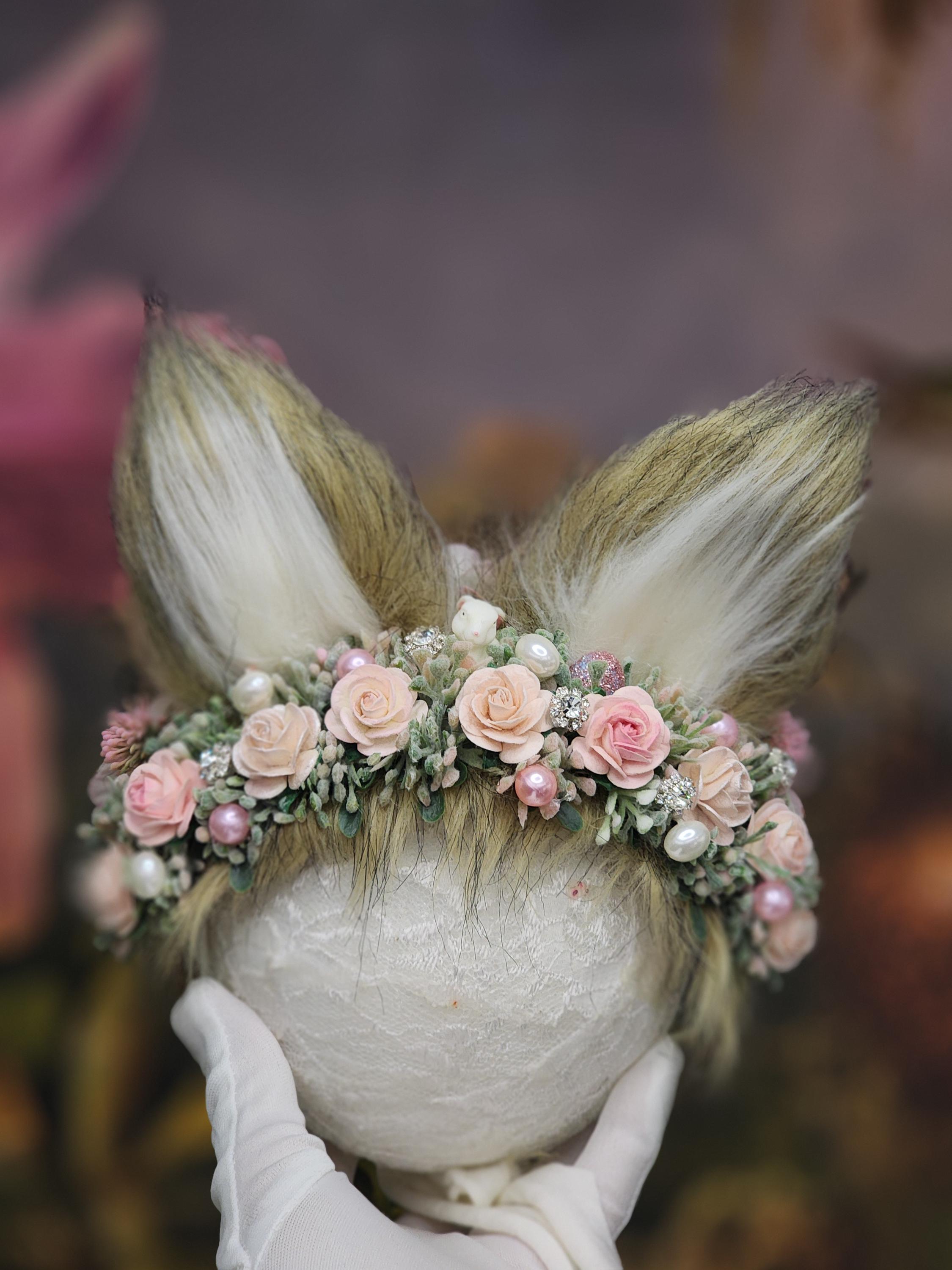Embellished Beaded Rabbit Headband with Multicolor Gems Easter Headbands | Easter Accessories | Twine & Love main image 2