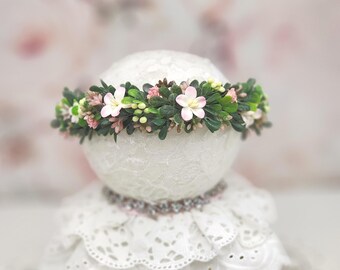 Blush Pink Floral Baby Halo: Boho Flower Crown, Newborn Photo Prop