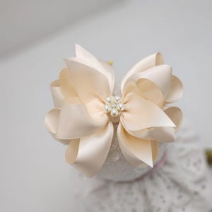 Ivory Satin Hair Bow