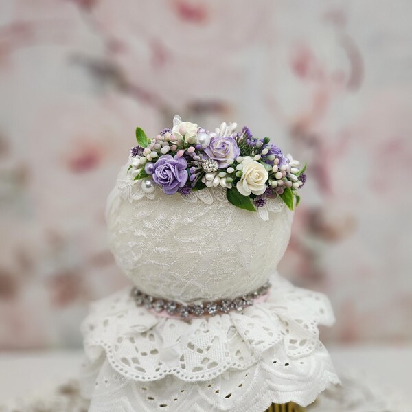 Lavender Floral Baby Headband: Spring Flower Crown
