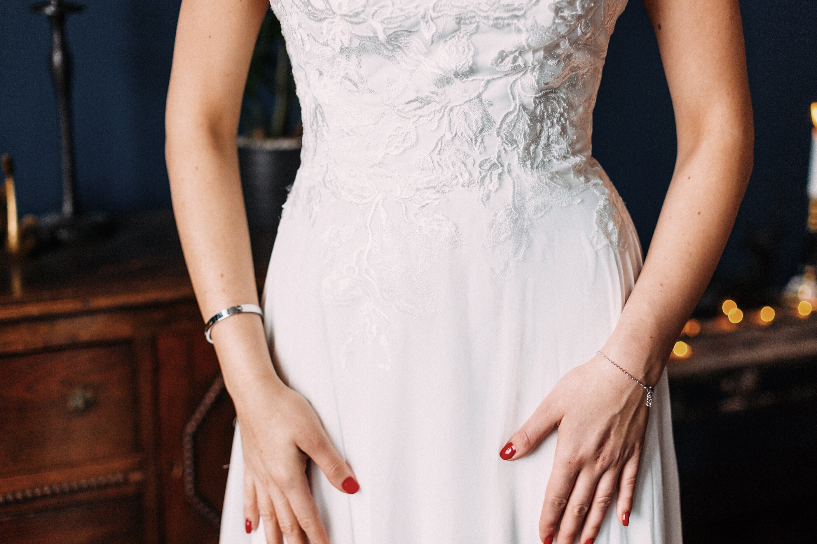 A-line  Lace Strapless Boho Wedding Dresses With Train, New Arrival Bridal Dress UQW0101
