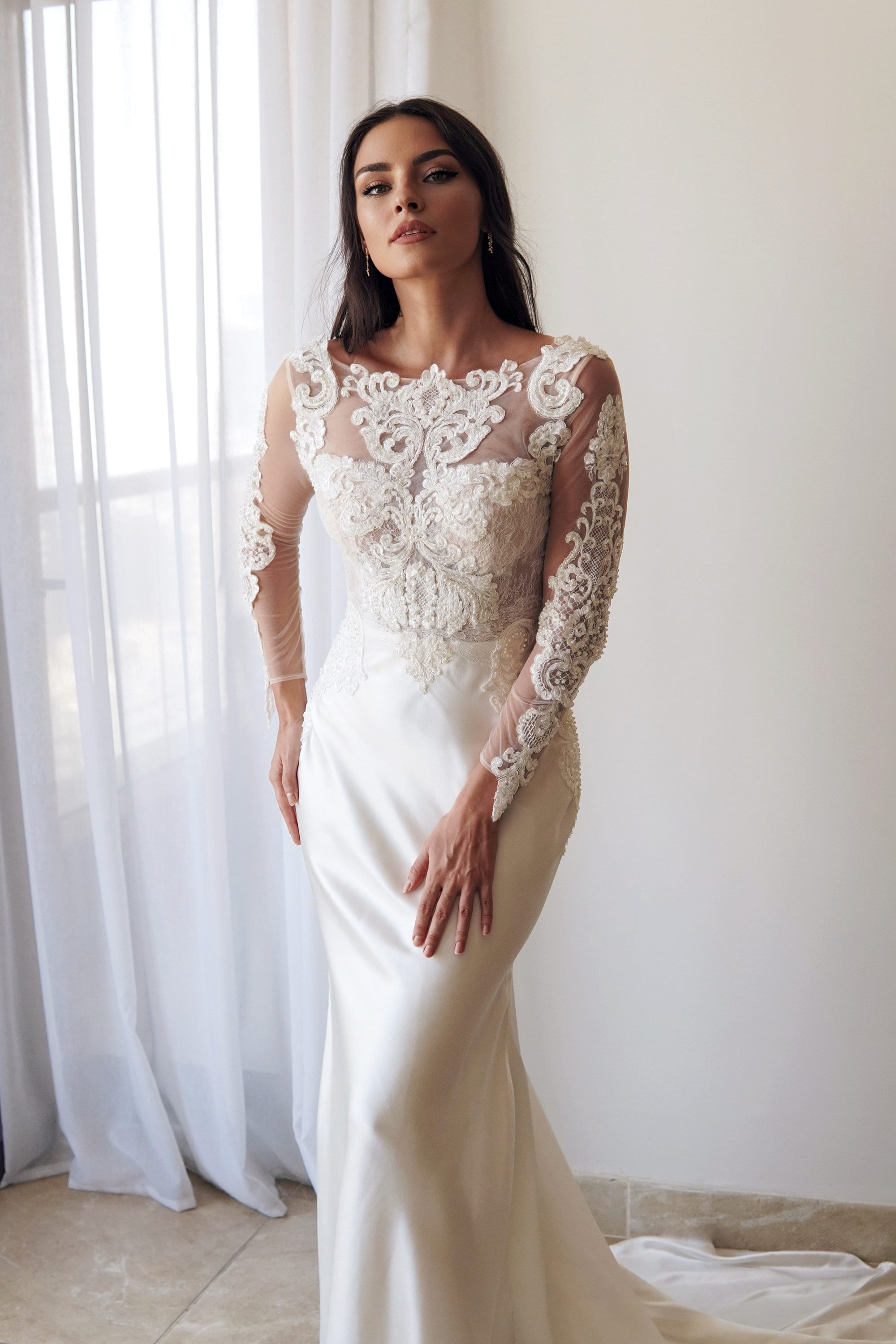 Stunning Boho Style Tight Fitting Wedding Dress Featuring