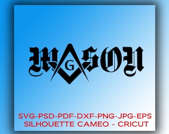 Freemason 'Mason' Text Design: Square & Compasses (Digital Files)