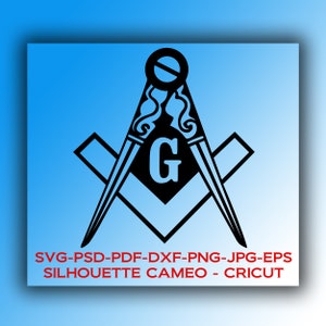 Digital files: Freemason Square and Compasses Masonic design * SVG,DFX,PSD,eps,jpg, Silhouette Cameo, Cricut * Instant Download