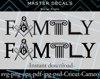 Freemason "Family" Design: Square and Compasses SVG, Cricut, Silhouette (Digital Download)