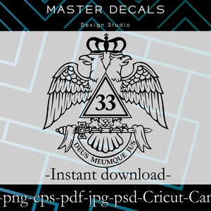 File digitali: Design massonico del rito scozzese del massone 33° grado * CRICUT, SVG, Cameo, dxf, psd, eps, jpg, pdf * Download istantaneo