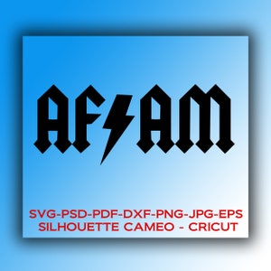 Digital files: Freemason "A.F.A.M." text design in the style of AC DC * Cricut, Silhouette Cameo, SVG,dxf,psd,eps,jpg,pdf * Instant Download