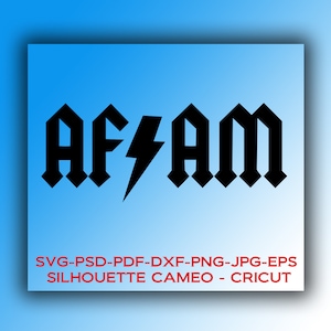 Diseño AFAM de la masonería: Estilo AC/DC (svg, cricut, silhouette - Descarga digital)