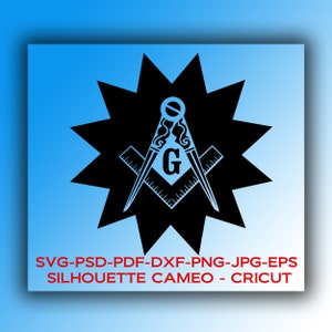 Digital files: Freemason Square and Compasses Masonic design  * SVG,DFX,PSD,eps,jpg, Silhouette Cameo, Cricut * Instant Download