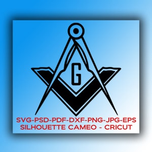 Digital files: Freemason Square and Compasses Masonic design v4 * SVG,DFX,PSD,eps,jpg, Silhouette Cameo, Cricut * Instant Download