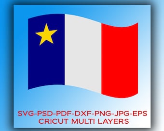 Digital files: "Acadian Flag / Drapeau Acadien" design * SVG,CRICUT,dfx,psd,eps,jpg,pdf * Instant Download