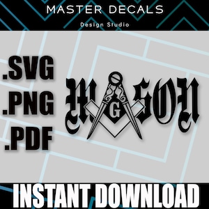 Masonic Symbol SVG | Freemason Square & Compasses (PNG, PDF Cut File)