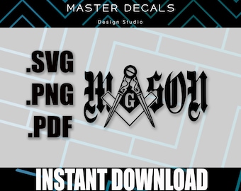 Masonic Symbol SVG | Freemason Square & Compasses (PNG, PDF Cut File)