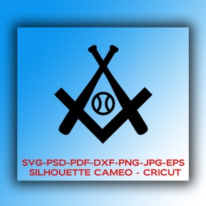 Digital files: Freemason Baseball design * CRICUT, SVG,DFX,psd,eps,jpg, Silhouette Cameo * Instant Download