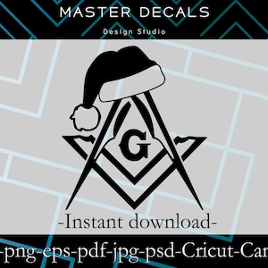 Digital files: Santa hat Freemasons Square and Compasses Masonic design * SVG,eps,psd,jpg, Silhouette Cameo, Cricut * Instant Download