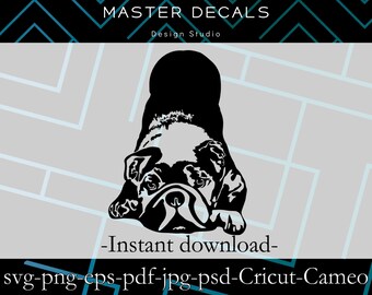 English Bulldog Downward Dog SVG: Cricut, Cameo (png, eps, psd, pdf) (Digital Download)