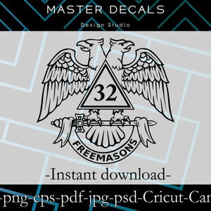 Digital files: Freemason 32nd degree Scottish Rite Masonic design * CRICUT, SVG, Cameo,dxf,psd,eps,jpg,pdf * Instant Download