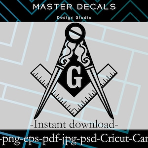 File digitali: Design massonico massone quadrato e compasso * Cricut, SVG, PNG, PSD, eps, jpg, Silhouette Cameo * Download istantaneo