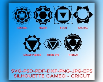 Chakras Symbols Bundle - Digital files - SVG, Cricut, Silhouette Cameo, DFX,PSD, jpg,png,eps,pdf *Instant Download*