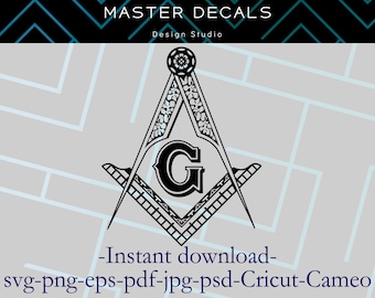 Freemasons Square and Compasses Symbol: Cricut, SVG, PNG (Digital Files)