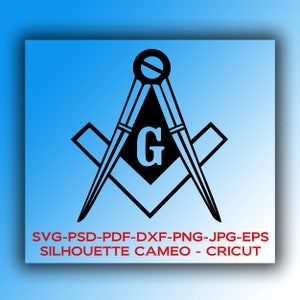 Digital files: Freemason Square and Compasses Masonic design * SVG,DFX,PSD,eps,jpg, Silhouette Cameo, Cricut * Instant Download