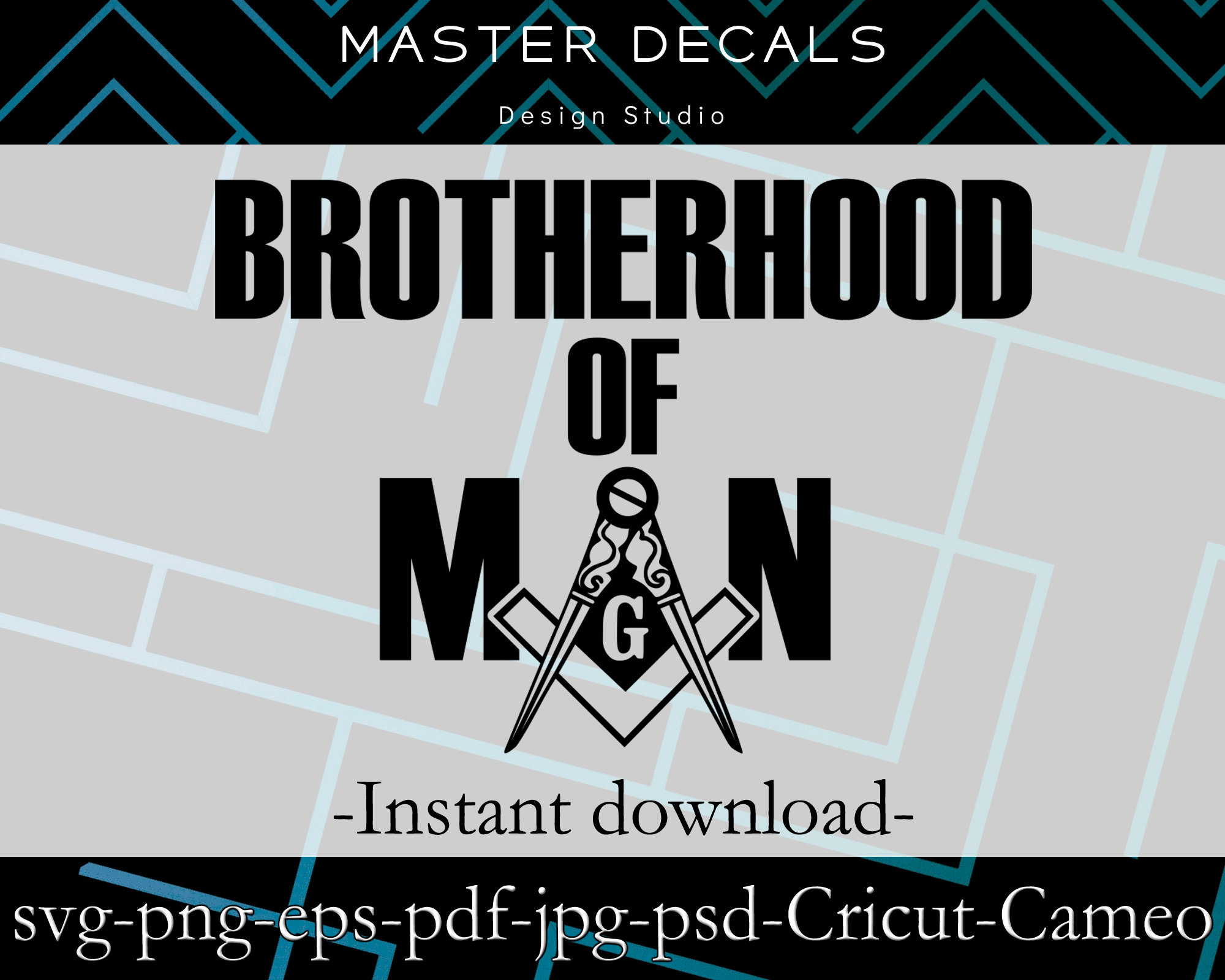 Digital files: "Brotherhood of Man" Masonic design * Cricut, Silhouette Cameo, SVG,DFX,PSD,eps,jpg,pdf * Instant Download
